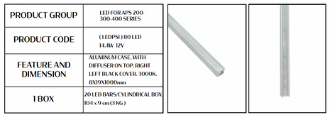 LED lighting for wall slats APS series 200/300/400 / 80 LED 14.4W 12V