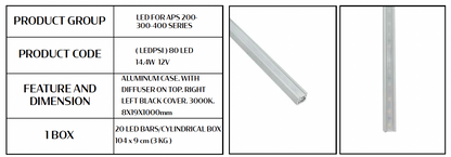 Oświetlenie LED dla lameli ściennych APS seria 200/300/400 / 80 LED 14.4W 12V