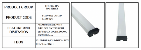 LED lighting for wall slats APS series 100 / 120 LED 14.4W 12V