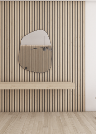 Beige and black PS grooved wall panel, wood imitation - APS101