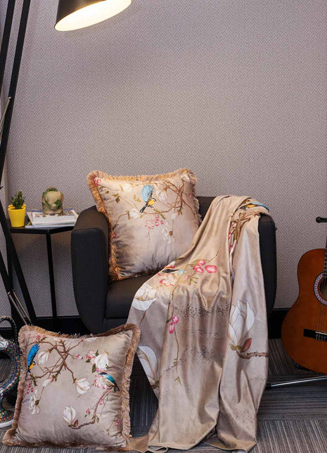 Poduszka dekoracyjna kwitnące drzewo, ptaki