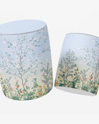 Okrągła pufa dekoracyjna, motyw kwiatowy, pastelowe kolory