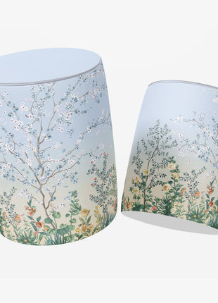 Okrągła pufa dekoracyjna, motyw kwiatowy, pastelowe kolory