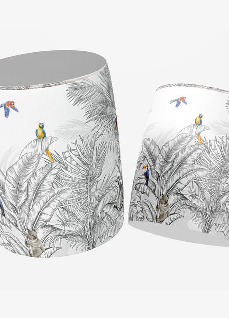 Okrągła pufa dekoracyjna, motyw egzotyki