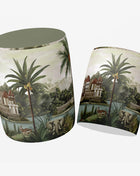 Okrągła pufa dekoracyjna, egzotyka, palma