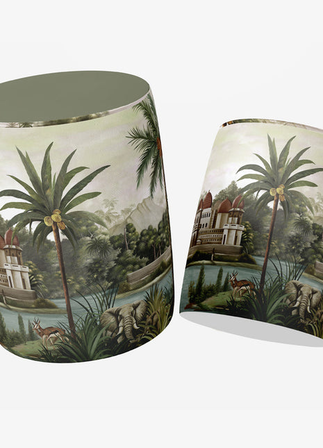 Okrągła pufa dekoracyjna, egzotyka, palma