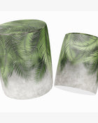 Okrągła pufa dekoracyjna, liście palmowe