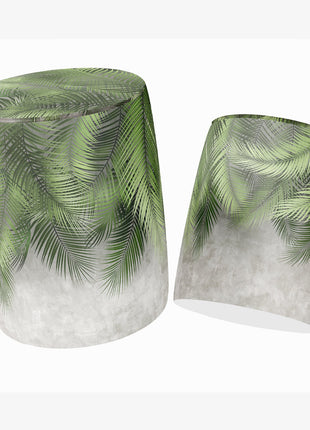 Okrągła pufa dekoracyjna, liście palmowe