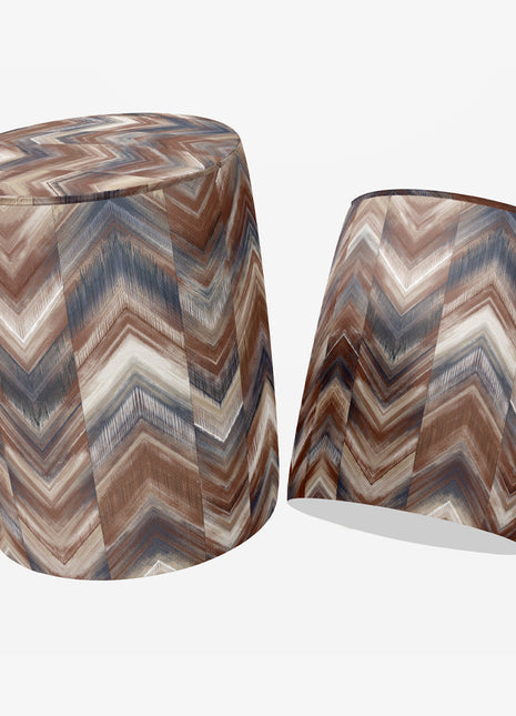 Okrągła pufa dekoracyjna, wzór w odcieniach brązu