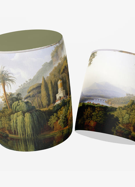 Okrągła pufa dekoracyjna, krajobraz