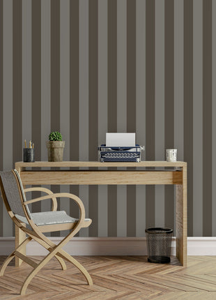 Ciemnobrązowa, klasyczna tapeta w pasy Alfa 3704-6