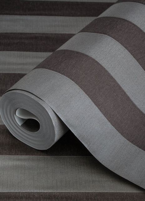 Ciemnobrązowa, klasyczna tapeta w pasy Alfa 3704-6