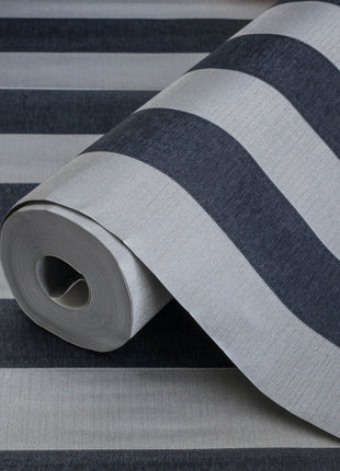 Biało-granatowa, klasyczna tapeta w pasy Alfa 3704-7