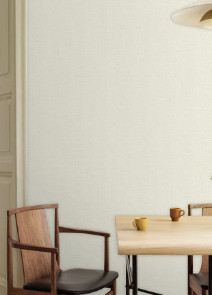 Kremowa tapeta, struktura tkaniny, bez odpadów | 16,5 m2 w rolce | Alfa 3707-1