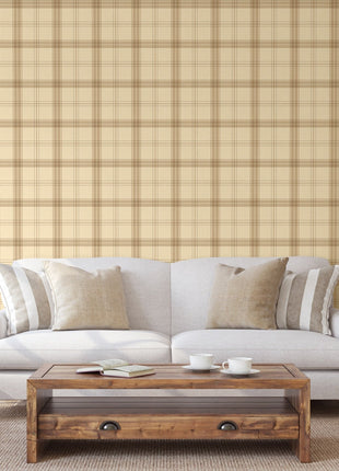 Beżowa tapeta w kratę  Alfa 3714-2