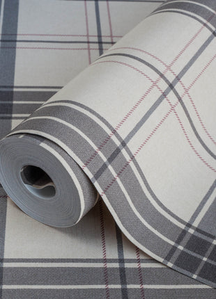 Beżowa tapeta w kratę  Alfa 3714-3