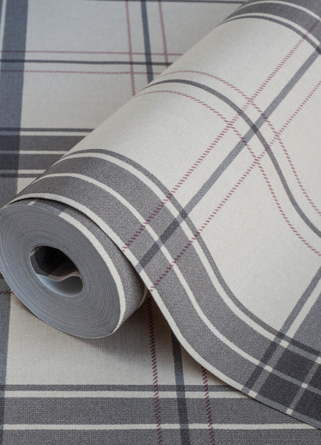 Beżowa tapeta w kratę  Alfa 3714-3