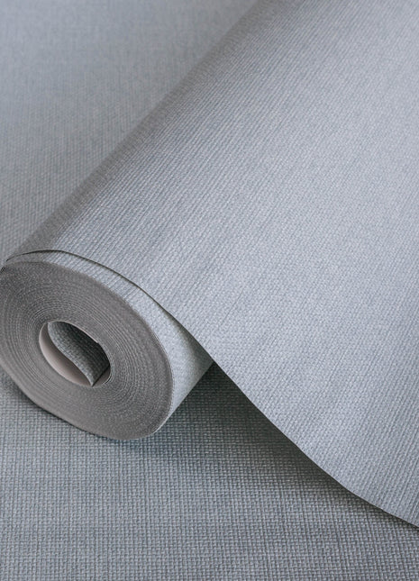 Szara tapeta, struktura tkaniny, bez odpadów | 16,5 m2 w rolce | Alfa 3716-4