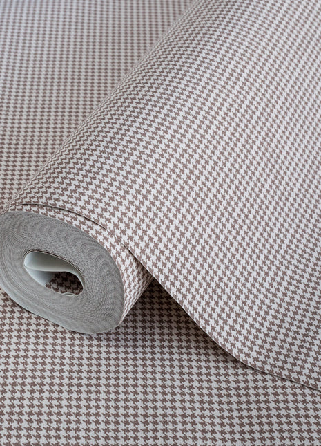 Biało-brązowa tapeta w pepitkę Alfa 3718-2