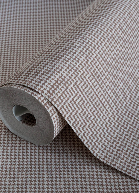 Biało-brązowa tapeta w pepitkę Alfa 3718-3