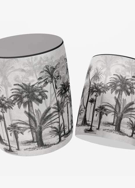 Okrągła pufa dekoracyjna, motyw palmy