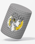 Okrągła pufa dekoracyjna w pepitkę, Dawid Michał Anioł