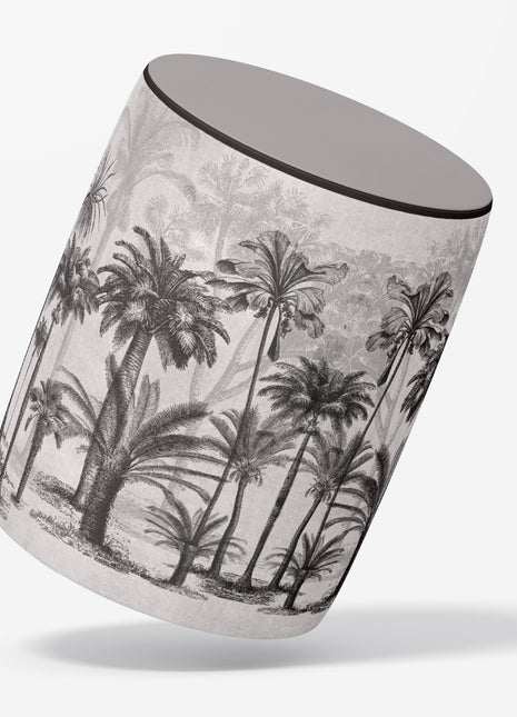 Okrągła pufa dekoracyjna, motyw palmy