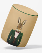 Okrągła pufa dekoracyjna, beżowa, motyw zająca