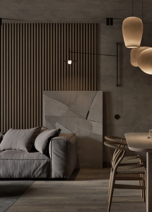 Grooved PS wall panel in brown and black, wood imitation - APS103