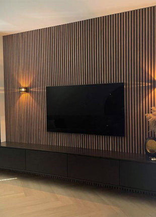 Grooved PS wall panel in brown and black, wood imitation - APS103