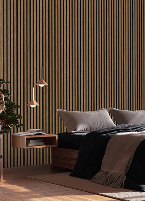 Grooved PS wall panel in brown and black, wood imitation - APS103