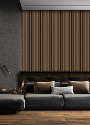 Grooved PS wall panel in brown and black, wood imitation - APS401