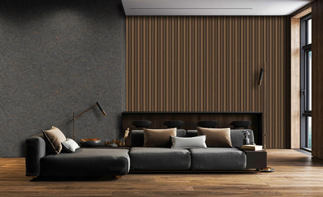 Grooved PS wall panel in brown and black, wood imitation - APS401
