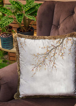 Poduszka dekoracyjna, szara, gałąż