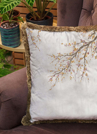 Poduszka dekoracyjna, szara, gałąż
