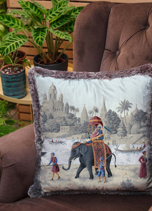 Decorative pillow, tropical motif, elephant