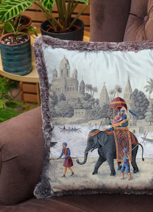 Decorative pillow, tropical motif, elephant