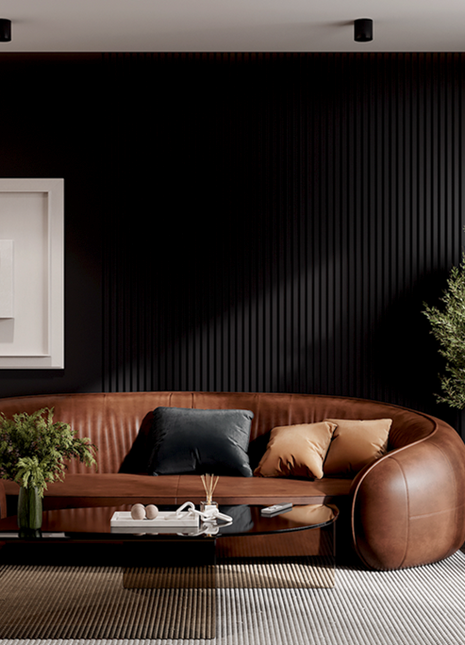 Dark gray PS grooved wall panel, wood imitation - APS102