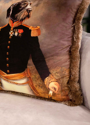Decorative pillow, dog in uniform