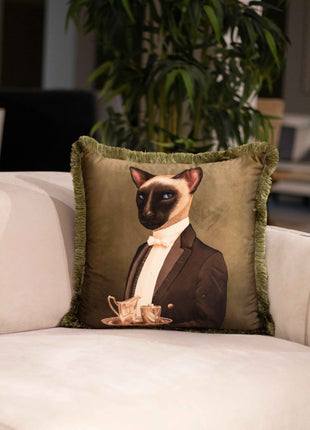 Decorative pillow, cat in a suit