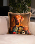 Decorative pillow, dog in uniform