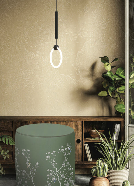 Okrągła pufa dekoracyjna, zielona, motyw kwiatowy