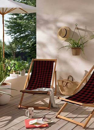 Red and black checkered deckchair