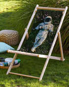 Deckchair, meadow motif, astronaut