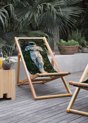 Deckchair, meadow motif, astronaut
