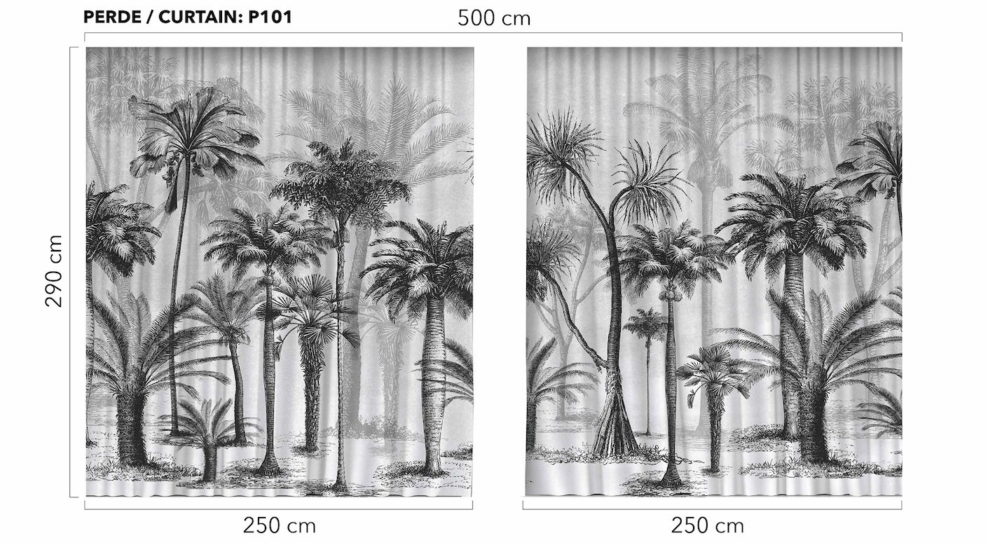 Zasłona dekoracyjna z nadrukiem PALMY