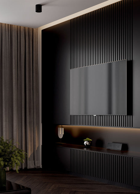 Dark gray PS grooved wall panel - APS207
